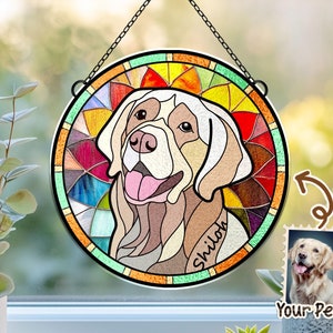Personalized Pet Portrait Glass Suncatcher, Pet Memorial Gift, Dog Portrait From Photo Suncatcher, Loss Of Pet Gift, Pet Sympathy Gift