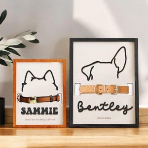 Dog Memorial Gifts For Loss Of Dog, Personalized Loss of Pet Gift, Memorial Pet Collar Holder, Memorial Frame Gift for Pet Lovers