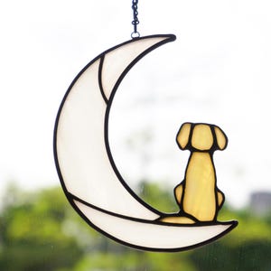Stained glass Dog, Stained Glass Suncatcher, Handcrafted Pet, Window Panel, Personalized gift idea, Unique Summer Party Wedding Favors