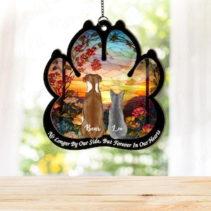 Personalized Loss Of Dog Sympathy Suncatcher, Pet Memorial Suncatcher, Custom Dog Suncatcher With Name, Dog Memorial Gift, Puppy Loss Gift
